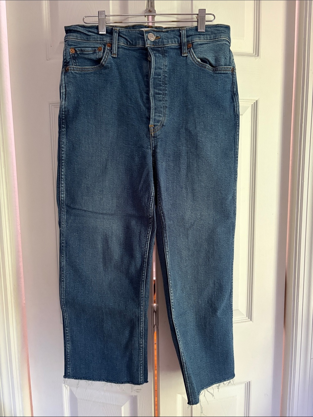 Re/Done Men’s Straight-Leg Denim Jeans in Medium Blue